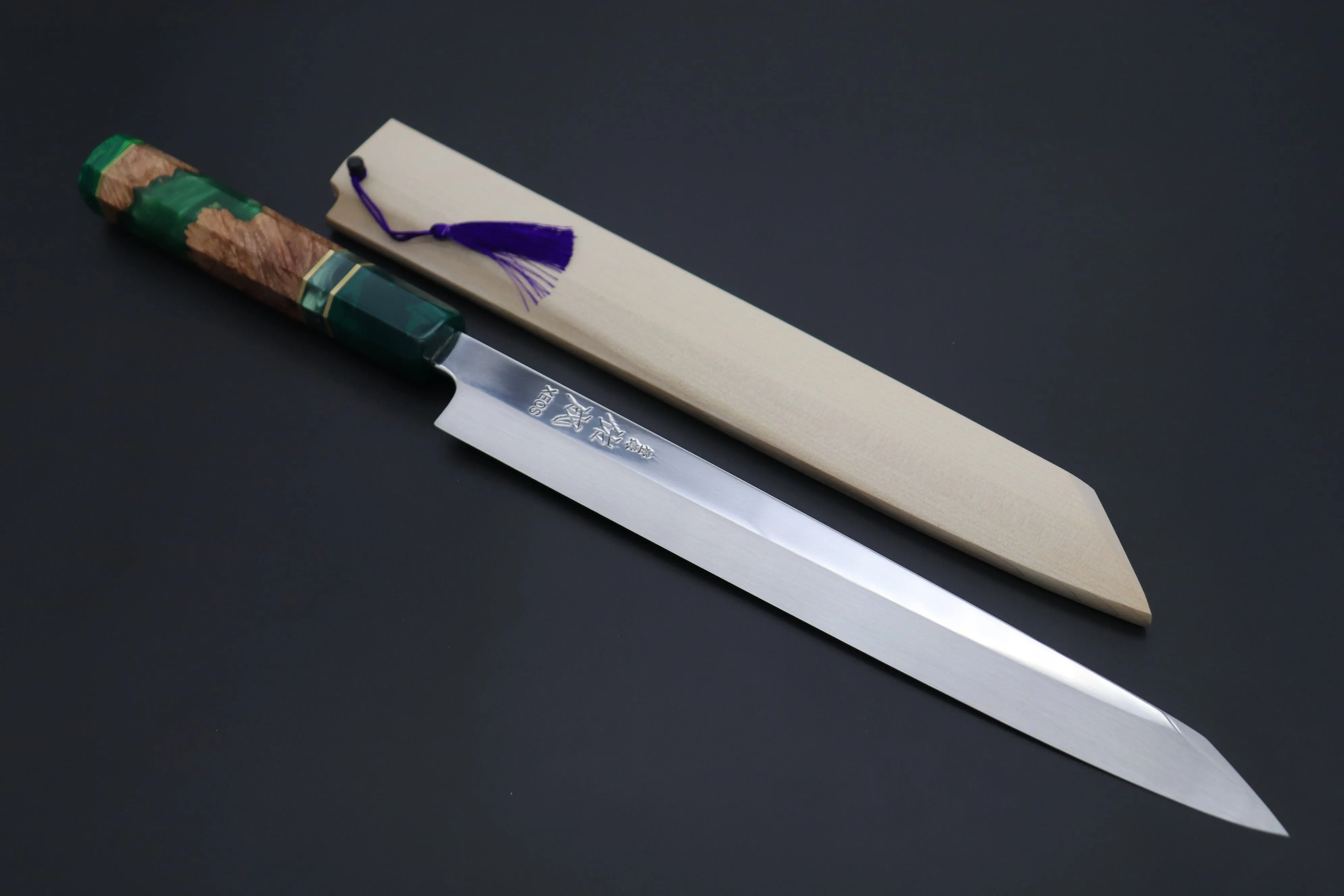 Custom Limited Edition, Sukenari Honyaki XEOS Series HX-2 Kiritsuke Yanagiba 270mm (10.6 Inch, Single Bevel Edge)