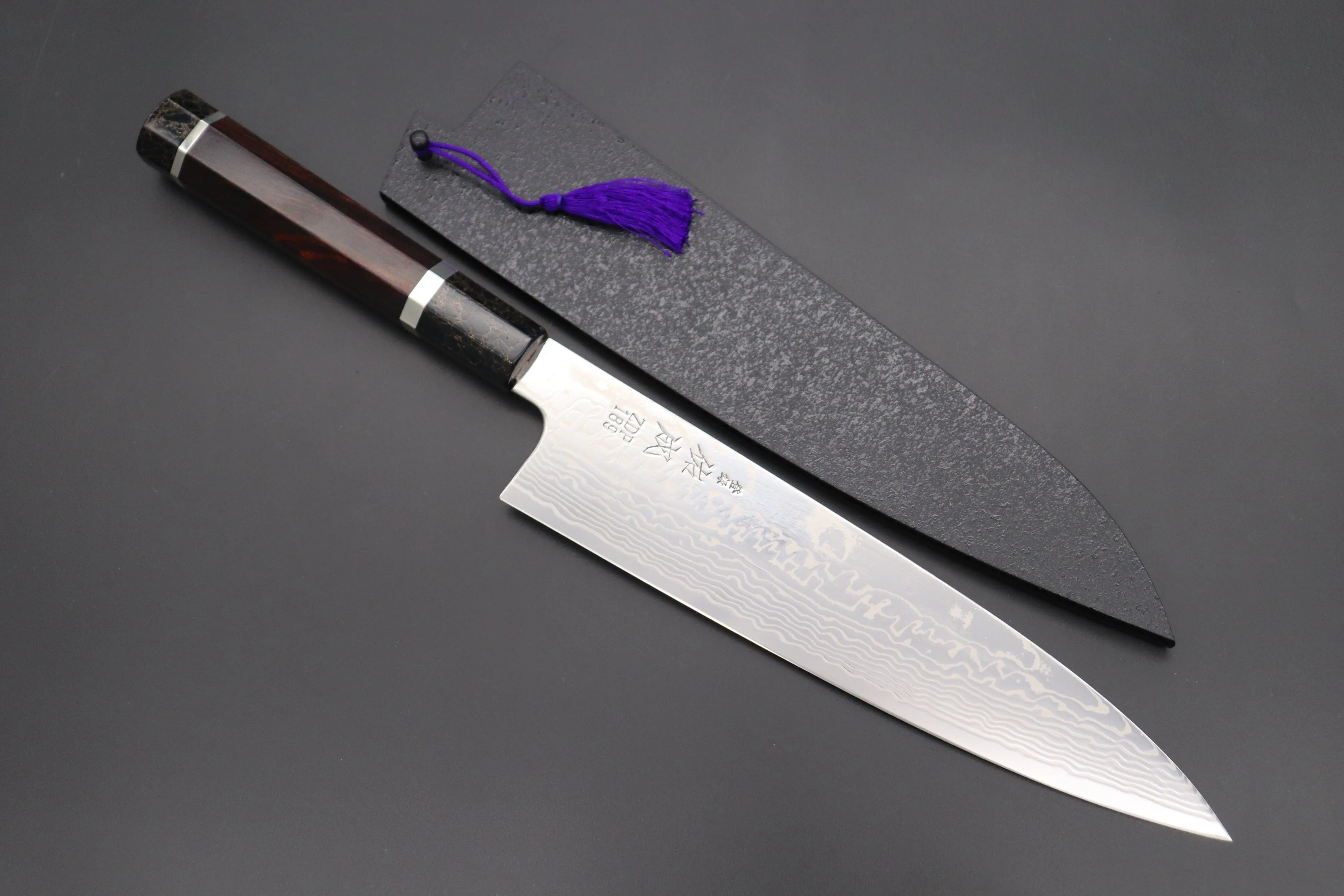 Custom Limited Edition, Sukenari ZDP-189 Nickel Damascus Wa Gyuto 240mm (9.4 inch, SCL-426)