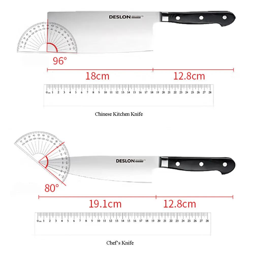 Deslon Premium 6 pieces Stainless steel knife block set Oak Wood Stand