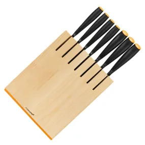 Fiskars Birchwood Knife Block with 7 Knives