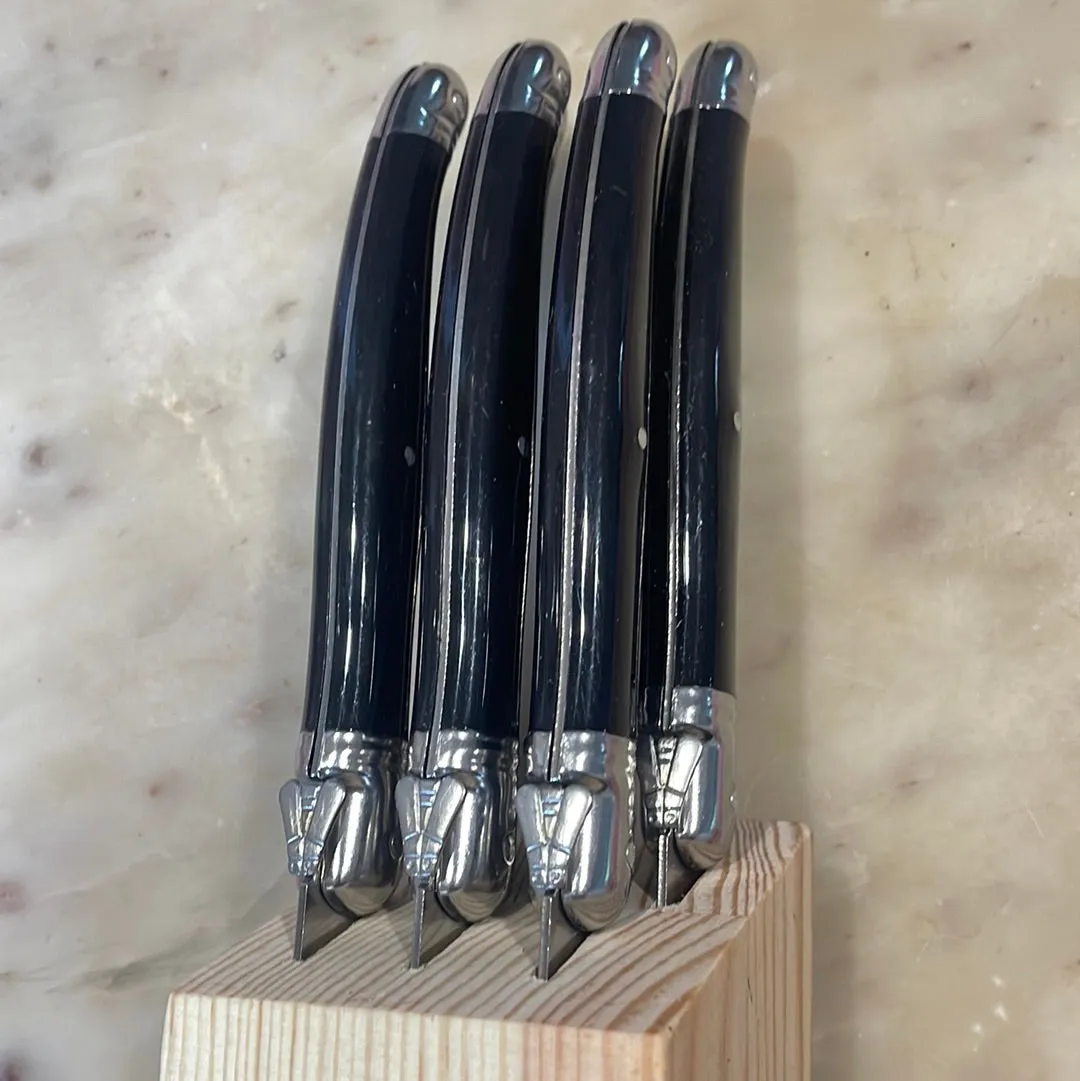 French Made Laguiole Steak Table Knife Set -6 Knives in Timber Block