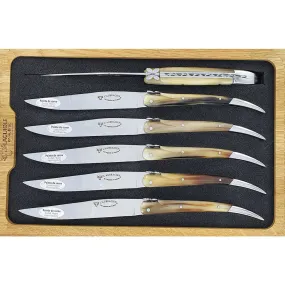 Laguiole En Aubrac Set of 6 Steak Knives Aubracien - Solid Horn