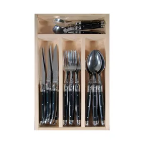 Laguiole Jean Dubost Deluxe 24 Piece Cutlery Set Black