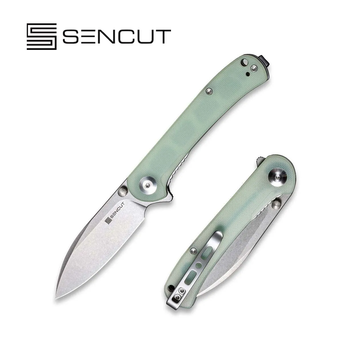 SENCUT Scepter Flipper &Thumb Stud Knife G10 Handle (2.97" 9Cr18MoV Blade) SA03C