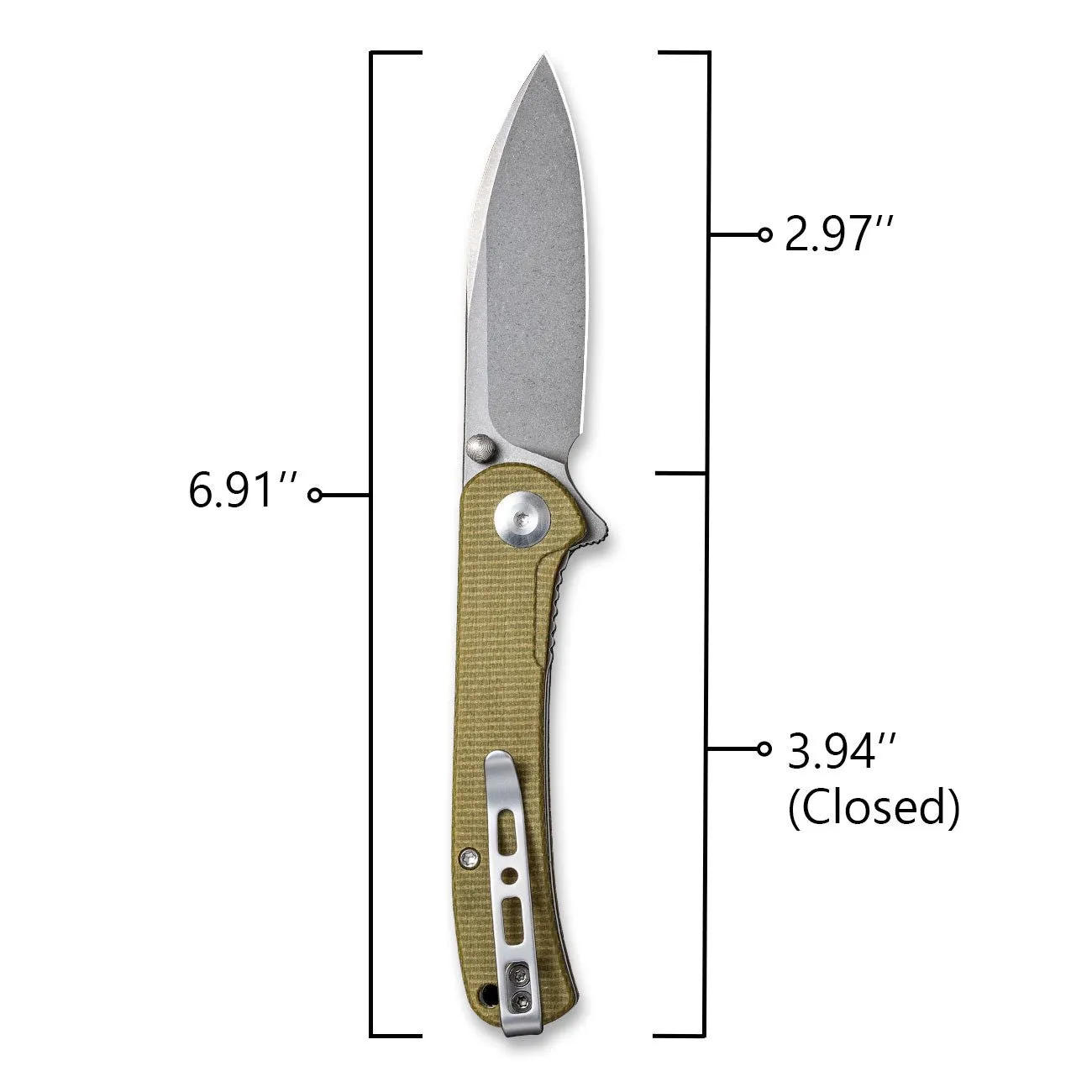 SENCUT Scepter Flipper &Thumb Stud Knife Micarta Handle (2.97" 9Cr18MoV Blade) SA03E