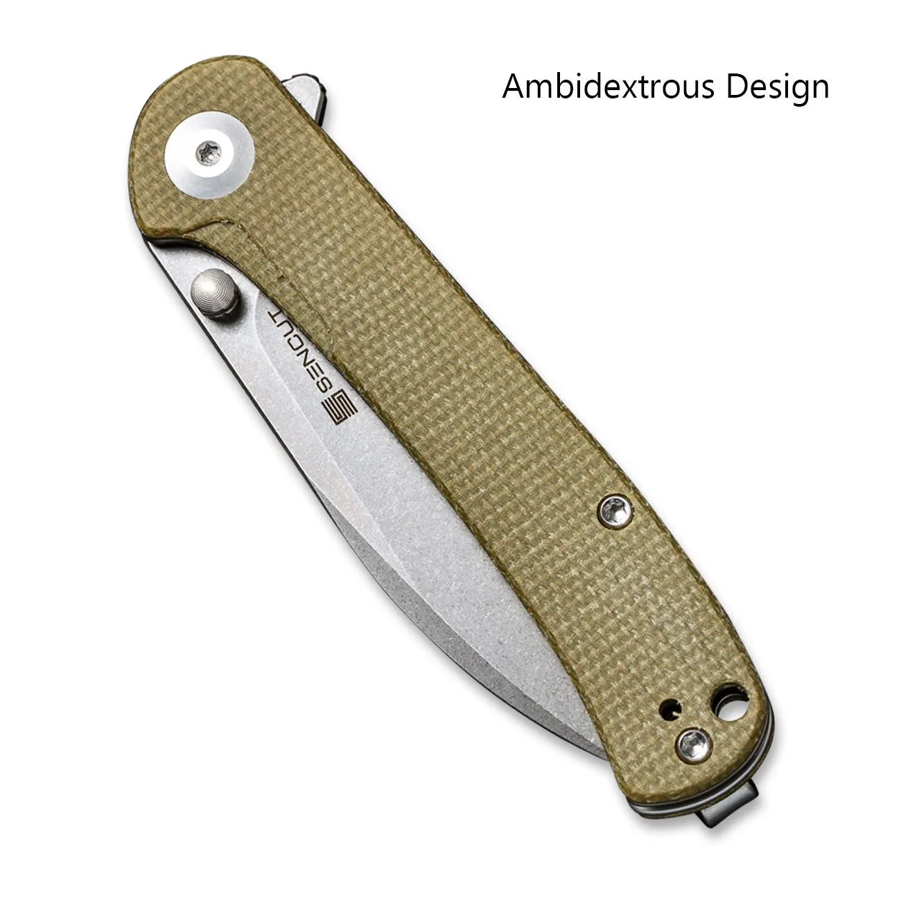 SENCUT Scepter Flipper &Thumb Stud Knife Micarta Handle (2.97" 9Cr18MoV Blade) SA03E