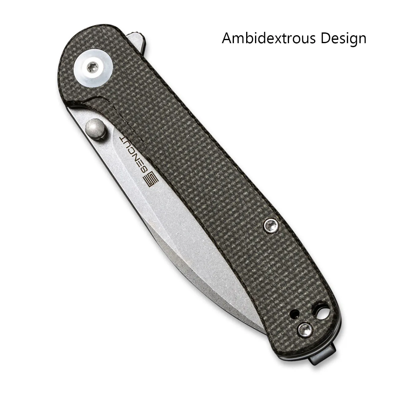 SENCUT Scepter Flipper &Thumb Stud Knife Micarta Handle (2.97" 9Cr18MoV Blade) SA03F