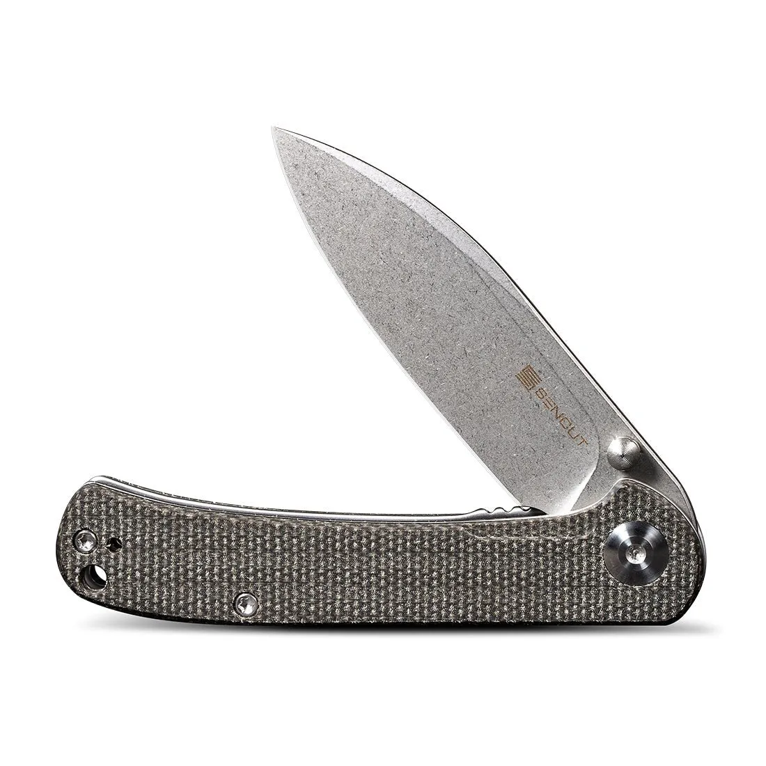 SENCUT Scepter Flipper &Thumb Stud Knife Micarta Handle (2.97" 9Cr18MoV Blade) SA03F