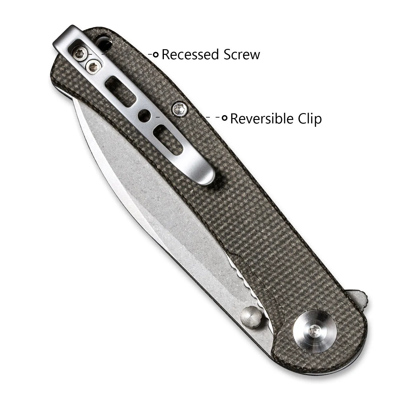 SENCUT Scepter Flipper &Thumb Stud Knife Micarta Handle (2.97" 9Cr18MoV Blade) SA03F